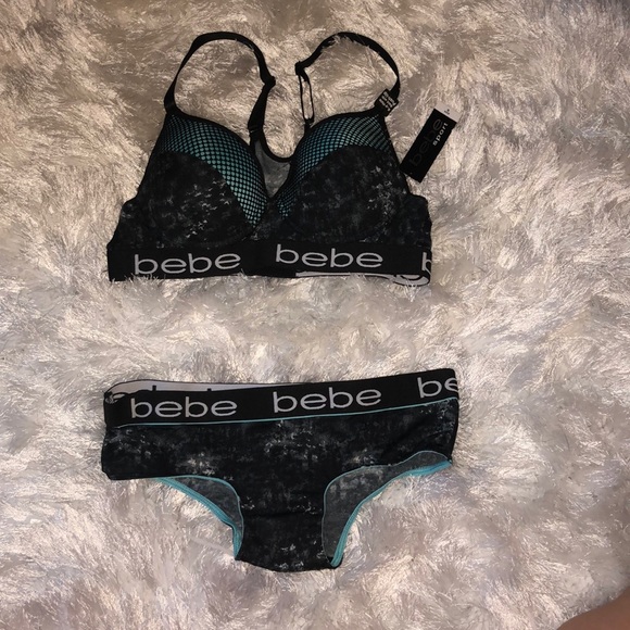 bebe Other - Bebe Turqoise And Black Pattern Fishnet Sports Bra